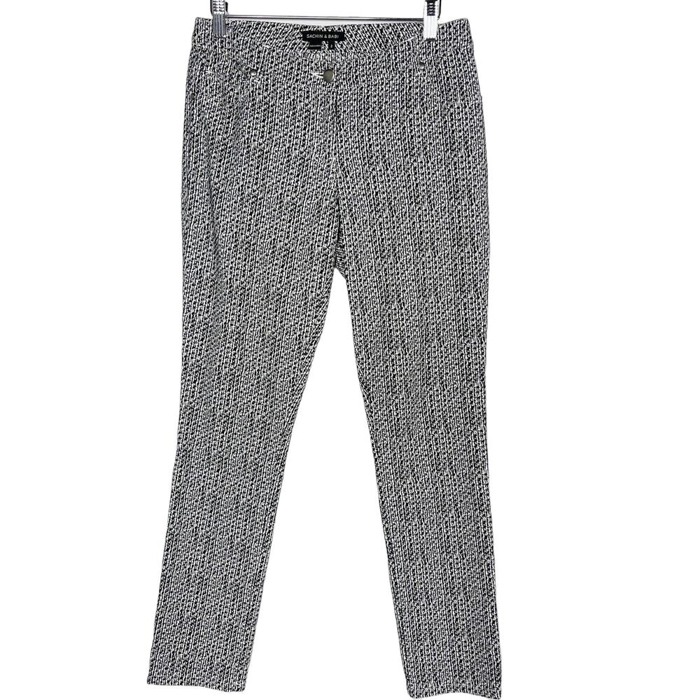 Sachin + Babi Womens Size 2 Black White Printed Skinny Pants Cotton Stretch